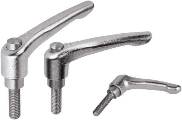 KIPP - M6, Stainless Steel Threaded Stud Adjustable Clamping Handle - 74.5mm OAL, 45.5mm High - Eagle Tool & Supply