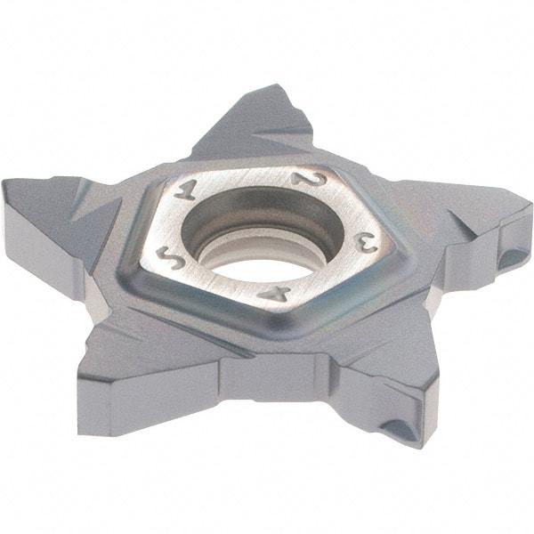 Iscar - PENTA24N318 C IC908 Grade, 0.1252" Cutting Width, Carbide Cutoff Insert - Neutral Lead Angle, 0.0079" Cnr Rad, TiN/TiAlN Coated - Eagle Tool & Supply