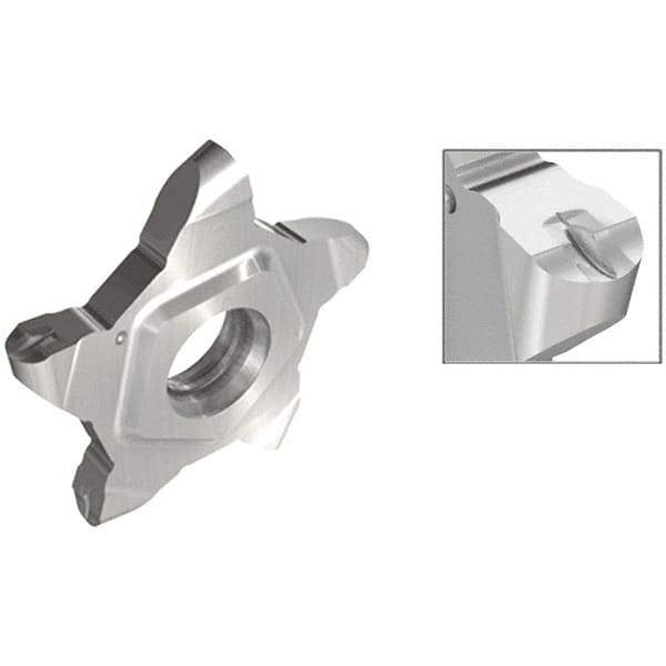 Iscar - PENTA24N318 J IC908 Grade, 0.1252" Cutting Width, Carbide Cutoff Insert - Neutral Lead Angle, 0.0626" Cnr Rad, TiN/TiAlN Coated - Eagle Tool & Supply