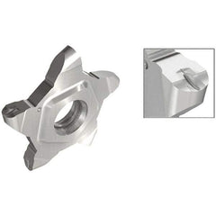 Iscar - PENTA24N318 J IC908 Grade, 0.1252" Cutting Width, Carbide Cutoff Insert - Neutral Lead Angle, 0.0626" Cnr Rad, TiN/TiAlN Coated - Eagle Tool & Supply