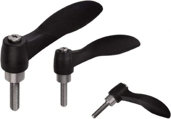 KIPP - 1/4-20, Fiberglass Reinforced Plastic & Thermoplastic SEBS Threaded Stud Adjustable Clamping Handle - 74.4mm OAL, 45.2mm High - Eagle Tool & Supply