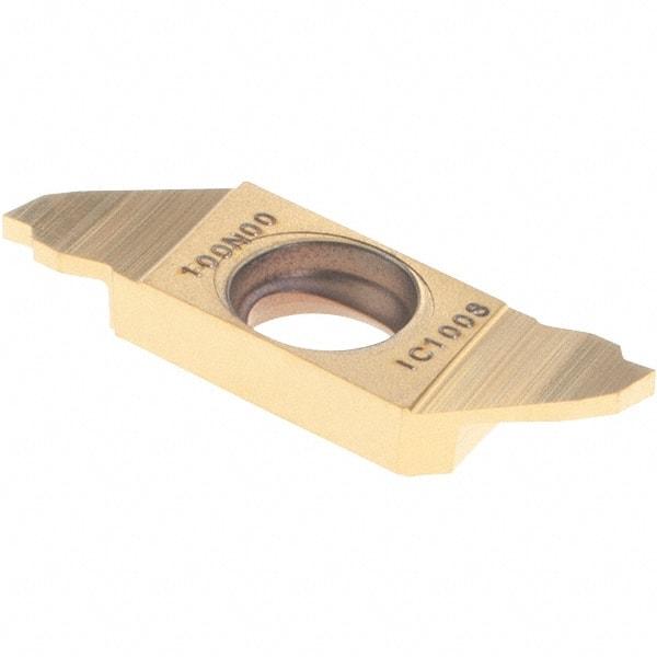 Iscar - SCIL22100 IC1008 Grade, 0.0394" Cutting Width, Carbide Cutoff Insert - Neutral Lead Angle, TiAlN/TiN Coated, Single End - Eagle Tool & Supply