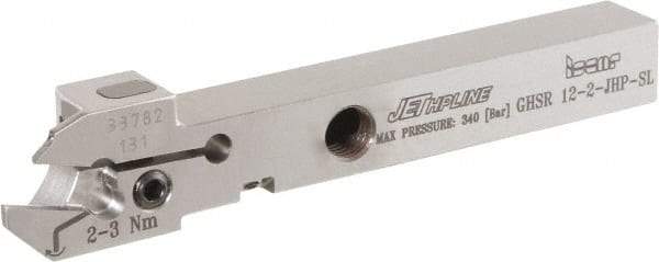 Iscar - GHS, External, Right Hand, 2.2 to 3mm Groove Width, Indexable Grooving Tool Holder - GI.., TIP Insert Compatibility, 12mm Shank Height, 12mm Shank Width, 100mm OAL, Through Coolant - Eagle Tool & Supply