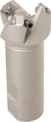Iscar - 42° Lead Angle, 1.62" Max Cut Diam, 1-1/4" Min Cut Diam, 0.1" Max Depth of Cut, Indexable Chamfer and Angle End Mill - 3 Inserts, 4" Overall Length, Through Coolant, Weldon Flat - Eagle Tool & Supply