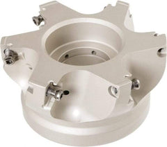 Iscar - 6 Inserts, 100mm Cut Diam, 31.75mm Arbor Diam, 13mm Max Depth of Cut, Indexable Square-Shoulder Face Mill - 50mm High, HM390 TD.T 1505.. Insert Compatibility, Through Coolant, Series HeliIQMill - Eagle Tool & Supply