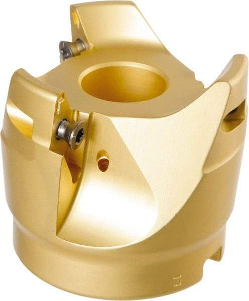 Iscar - 3 Inserts, 2-1/2" Cut Diam, 1" Arbor Diam, 0.394" Max Depth of Cut, Indexable Square-Shoulder Face Mill - 2-1/4" High, HSM90S APCR 1405.. Insert Compatibility, Through Coolant, Series Helialu - Eagle Tool & Supply
