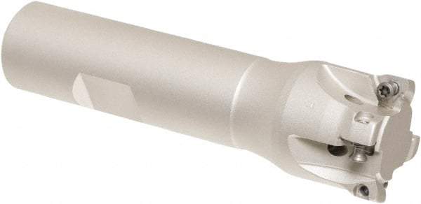 Iscar - 1" Cut Diam, 0.2" Max Depth of Cut, 3/4" Shank Diam, 3-1/2" OAL, Indexable Square Shoulder Helical End Mill - HM390 TCKT 0703PCTR Inserts, Weldon Shank, 90° Lead Angle, Through Coolant, Series HeliIQMill - Eagle Tool & Supply