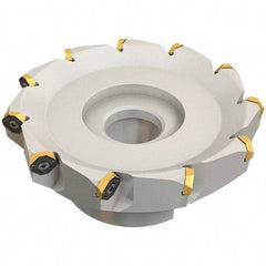 Iscar - 109.4mm Cut Diam, 31.75mm Arbor Hole, 4.6mm Max Depth of Cut, 50° Indexable Chamfer & Angle Face Mill - 7 Inserts, IQ845 SYHU 0704.. Insert, Right Hand Cut, 7 Flutes, Through Coolant, Series DoveIQMill - Eagle Tool & Supply