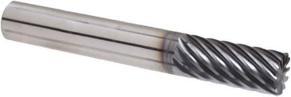 Iscar - 12 Flute Solid Carbide Roughing & Finishing Corner Chamfer End Mill - TiAlN Finish, Straight Shank, 35° Helix, Non-Centercutting, Regular Length - Eagle Tool & Supply