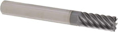 Iscar - 8 Flute Solid Carbide Roughing & Finishing Corner Chamfer End Mill - TiAlN Finish, Straight Shank, 45° Helix, Non-Centercutting, Regular Length - Eagle Tool & Supply