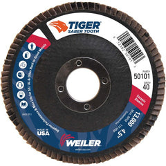 ‎4-1/2″ Saber Tooth Ceramic Abrasive Flap Disc, Angled, Phenolic Backing, 40C, 7/8″ Arbor Hole - Eagle Tool & Supply