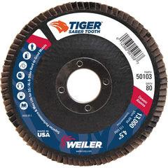 ‎4-1/2″ Saber Tooth Ceramic Abrasive Flap Disc, Angled, Phenolic Backing, 80C, 7/8″ Arbor Hole - Eagle Tool & Supply