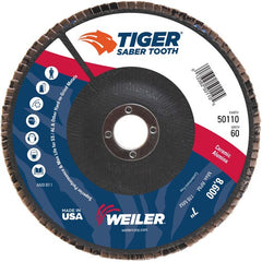 7″ Saber Tooth Ceramic Abrasive Flap Disc, Angled, Phenolic Backing, 60C, 7/8″ Arbor Hole - Eagle Tool & Supply