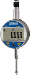 Fowler - 0 to 25mm Range, 0.0005" Graduation, Electronic Drop Indicator - Center Lug Back, Accurate to 0.0004", Inch & Metric System, LCD Display - Eagle Tool & Supply