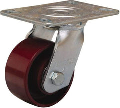 Hamilton - 4" Diam x 2" Wide x 5-5/8" OAH Top Plate Mount Swivel Caster - Cast Iron, 900 Lb Capacity, Sealed Precision Ball Bearing, 4-1/2 x 6-1/4" Plate - Eagle Tool & Supply
