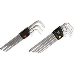 Wiha - 22 Piece, L-Key Long Arm Ball End Hex Key Set - 1.5 to 10mm Range, Chrome Vanadium Molybdenum - Eagle Tool & Supply