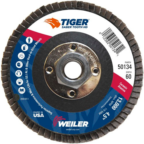 ‎4-1/2 Saber Tooth High Density Ceramic Abrasive, 60C, 5/8″-11 UNC Nut - Eagle Tool & Supply