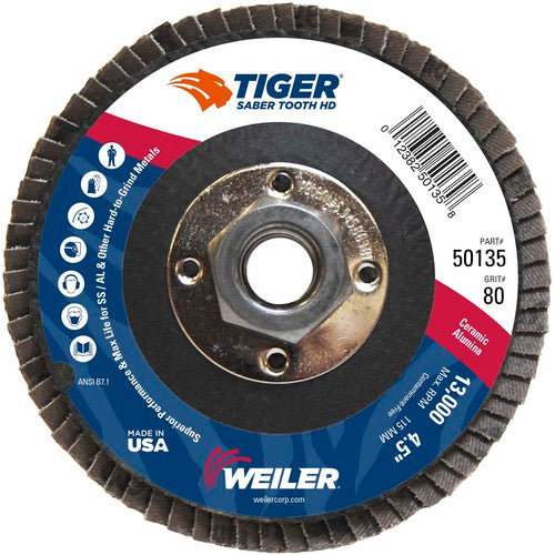‎4-1/2 Saber Tooth High Density Ceramic Abrasive, 80C, 5/8″-11 UNC Nut - Eagle Tool & Supply
