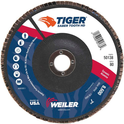 7″ Saber Tooth High Density Ceramic Abrasive, 80C, 7/8″ Arbor Hole - Eagle Tool & Supply