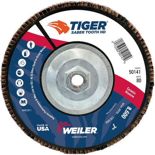 7″ Saber Tooth High Density Ceramic Abrasive, 80C, 5/8″-11 UNC Nut - Eagle Tool & Supply