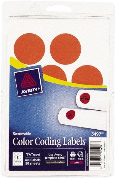 AVERY - 1-1/4" Wide x 1-1/4" Long, Neon Red Paper Color Coding Labels - For Laser Printers - Eagle Tool & Supply