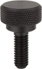 Morton Machine Works - 1/4-20 Knurled Shoulder Flat Tip Grade C-12L14 Steel Thumb Screw - 1-1/8" OAL, 3/8" Head Height - Eagle Tool & Supply