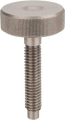 Morton Machine Works - M8x1.25 Knurled Shoulderless Dog Point Tip Grade 303 Stainless Steel Thumb Screw - 54mm OAL, 29mm Head Diam x 9.5mm Head Height - Eagle Tool & Supply