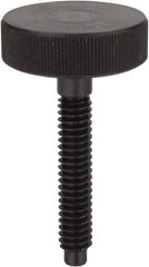 Morton Machine Works - M12x1.75 Knurled Shoulderless Dog Point Tip Grade C-12L14 Steel Thumb Screw - 89mm OAL, 32mm Head Diam x 13mm Head Height - Eagle Tool & Supply