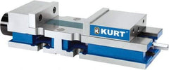 Kurt - 8" Jaw Width, 10-1/4" Jaw Opening Capacity, Horizontal Stationary Machine Vise - Hydraulic Operation, 1 Station, 27" Long x 6" High x 1" Deep, 6" Jaw Height, 3,200 Lb Max Clamp Force, Ductile Iron - Eagle Tool & Supply