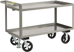 Little Giant - 2,400 Lb Capacity, 2 Shelf, Steel Shelf Truck - 60" Long x 30" Wide x 36" High, 8" Diam Mold-On Rubber Wheels - Eagle Tool & Supply