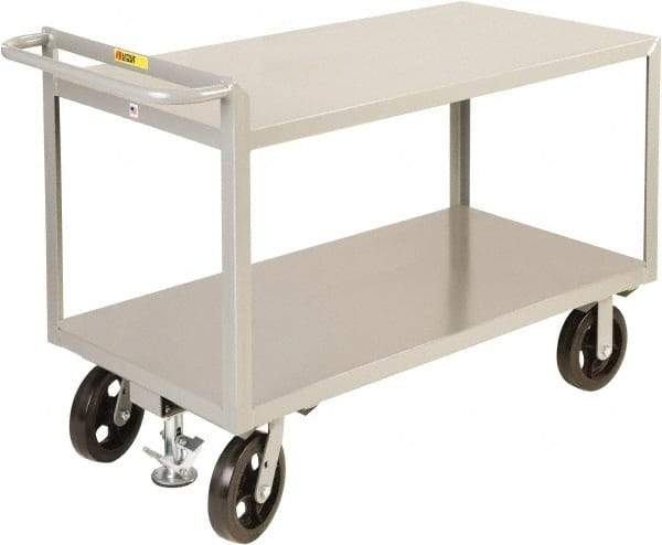 Little Giant - 2,400 Lb Capacity, 2 Shelf, Steel Shelf Truck - 36" Long x 24" Wide x 36" High, 8" Diam Mold-On Rubber Wheels - Eagle Tool & Supply