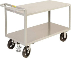 Little Giant - 2,400 Lb Capacity, 2 Shelf, Steel Shelf Truck - 48" Long x 30" Wide x 36" High, 8" Diam Mold-On Rubber Wheels - Eagle Tool & Supply
