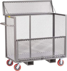 Little Giant - 3,600 Lb Capacity, 1 Shelf, 4-Sided Steel Security Truck - 48" Long x 24" Wide x 47" High, 6" Diam Polyurethane Wheels - Eagle Tool & Supply