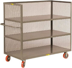Little Giant - 3,600 Lb Capacity, 3 Shelf, 3-Sided Steel Truck - 60" Long x 30" Wide x 57" High, 6" Diam Polyurethane Wheels - Eagle Tool & Supply