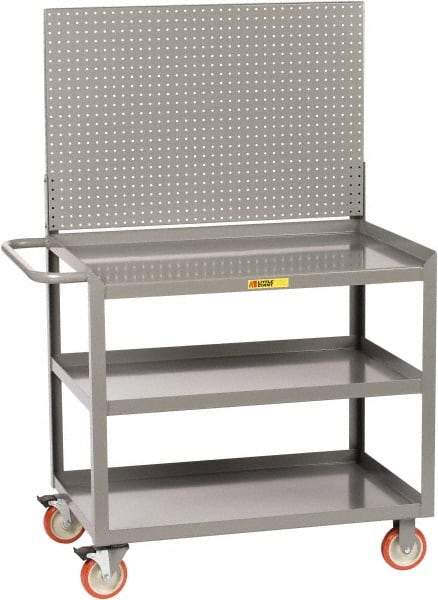 Little Giant - 1,200 Lb Capacity, 3 Shelf Mobile Workstation - 36" Wide x 24" Deep x 59-1/2" High, Steel, Gray - Eagle Tool & Supply