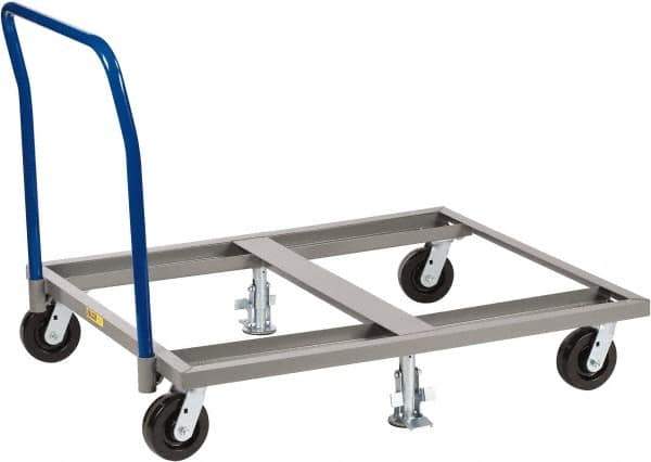 Little Giant - 3,600 Lb Capacity Steel Pallet Dolly With Handle - 48" Long x 42" Wide x 9" High, 6" Phenolic Wheels - Eagle Tool & Supply