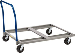 Little Giant - 3,600 Lb Capacity Steel Pallet Dolly With Handle - 48" Long x 48" Wide x 9" High, 6" Phenolic Wheels - Eagle Tool & Supply