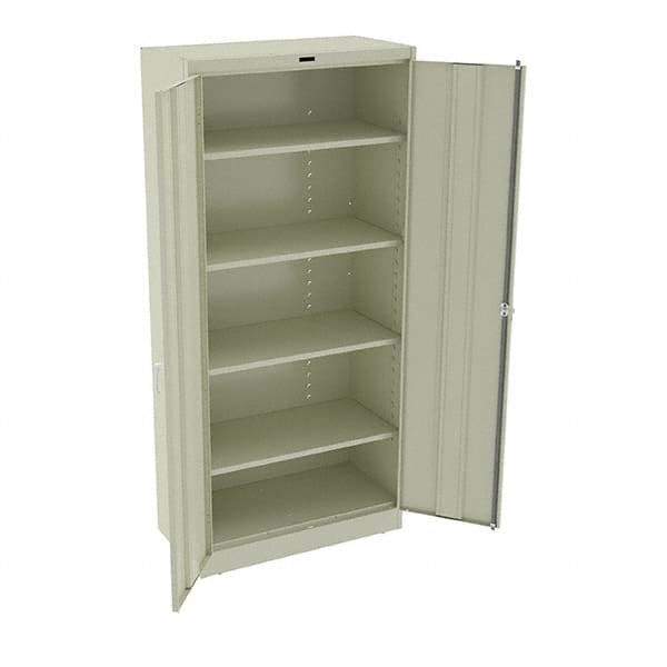Tennsco - 5 Shelf Locking Storage Cabinet - Steel, 36" Wide x 18" Deep x 78" High, Champagne/Putty - Eagle Tool & Supply