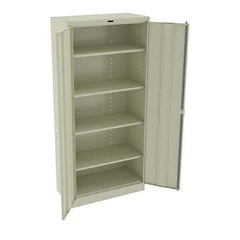 Tennsco - 5 Shelf Locking Storage Cabinet - Steel, 36" Wide x 18" Deep x 78" High, Champagne/Putty - Eagle Tool & Supply