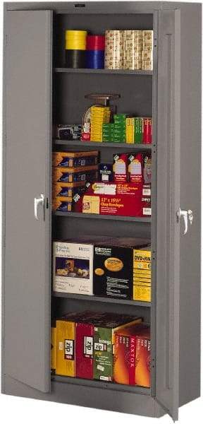 Tennsco - 5 Shelf Locking Storage Cabinet - Steel, 36" Wide x 18" Deep x 78" High, Medium Gray - Eagle Tool & Supply