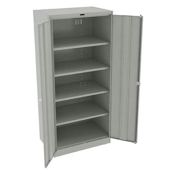Tennsco - 5 Shelf Locking Storage Cabinet - Steel, 36" Wide x 24" Deep x 78" High, Light Gray - Eagle Tool & Supply