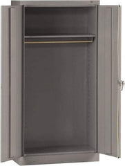 Tennsco - 2 Shelf Wardrobe Storage Cabinet - Steel, 36" Wide x 18" Deep x 72" High, Medium Gray - Eagle Tool & Supply