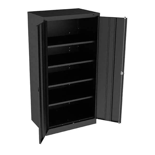 Tennsco - 5 Shelf Locking Storage Cabinet - Steel, 36" Wide x 24" Deep x 72" High, Black - Eagle Tool & Supply