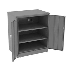 Tennsco - 3 Shelf Locking Storage Cabinet - Steel, 36" Wide x 24" Deep x 42" High, Medium Gray - Eagle Tool & Supply