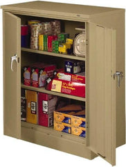 Tennsco - 3 Shelf Locking Storage Cabinet - Steel, 36" Wide x 18" Deep x 42" High, Sand - Eagle Tool & Supply