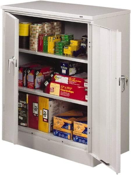 Tennsco - 3 Shelf Locking Storage Cabinet - Steel, 36" Wide x 18" Deep x 42" High, Champagne/Putty - Eagle Tool & Supply