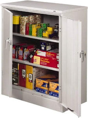 Tennsco - 3 Shelf Locking Storage Cabinet - Steel, 36" Wide x 18" Deep x 42" High, Light Gray - Eagle Tool & Supply