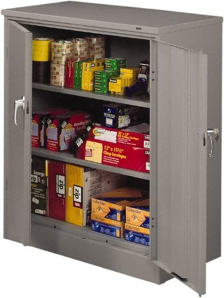 Tennsco - 3 Shelf Locking Storage Cabinet - Steel, 36" Wide x 18" Deep x 42" High, Medium Gray - Eagle Tool & Supply
