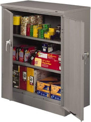 Tennsco - 3 Shelf Locking Storage Cabinet - Steel, 36" Wide x 18" Deep x 42" High, Medium Gray - Eagle Tool & Supply