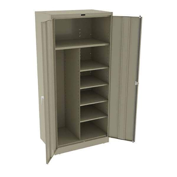 Tennsco - 6 Shelf Combination Storage Cabinet - Steel, 36" Wide x 24" Deep x 78" High, Sand - Eagle Tool & Supply